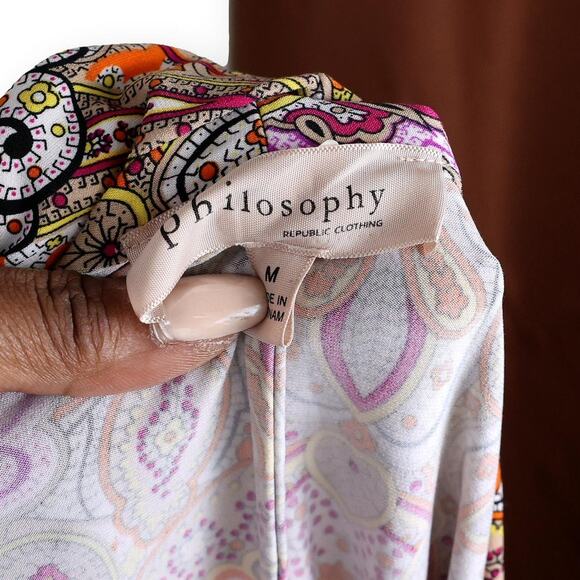 Philanthropy Paisley Multi Color High Low Hem Sleeveless Top L - Picture 7 of 9